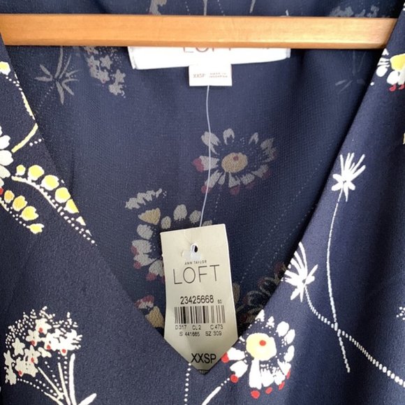 NWT - Loft Women’s Petite Blue Floral Midi Dress (Size XXSP) - Picture 2 of 5